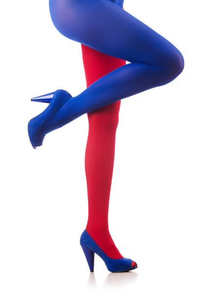Woman with stockings of french flag colours - Zdjęcie, obraz