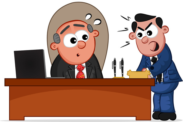 Dibujos animados de negocios - Jefe de hombre y gritando empleado
 - Vector, imagen