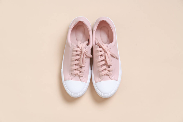 beautiful women leather sneakers shoes - Photo, Image