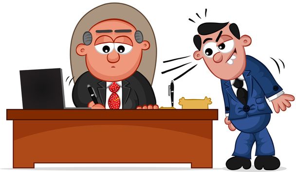 Dibujos animados de negocios - Boss Man Firma de papeles con el empleado
 - Vector, Imagen