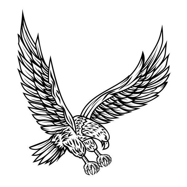 Eagle illustration on white background. Design element for poster, card, print, logo, label, emblem, sign. Vector image - Vector, afbeelding