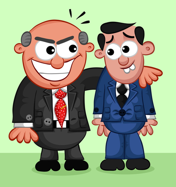 Бізнес мультфільм - бос людина приймає перевагу працівника
 - Вектор, зображення