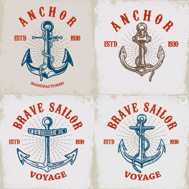Set of poster templates with anchors. Design elements for logo, label, emblem, sign. Vector illustration - Vector, Imagen