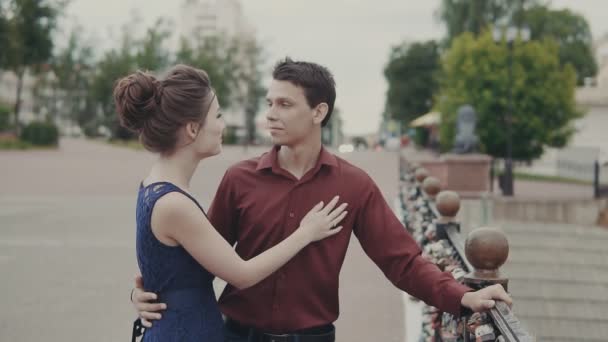 Handsome man and woman hugging. Sensual moment of love - Materiał filmowy, wideo