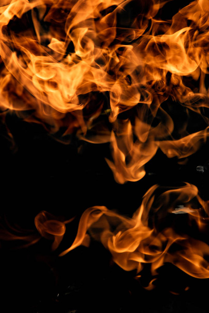Fire flames on a black background - Photo, image