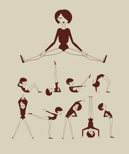 женщина делает упражнения - Вектор,изображение