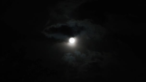 Strzał w czasie rzeczywistym księżyc i chmury w nocy - Materiał filmowy, wideo