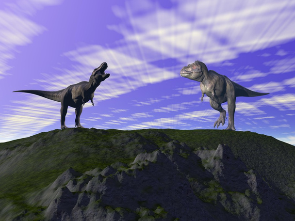 wzgórze szary i zielony i dinozaur - Zdjęcie, obraz