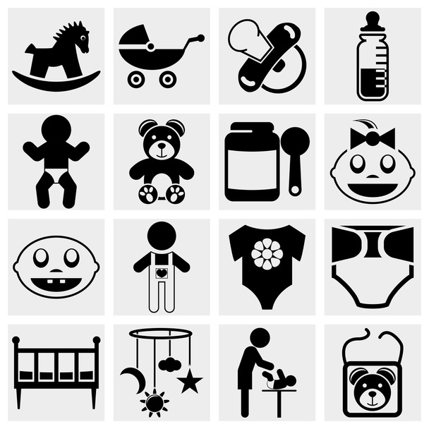 Baby and newborn vector icon set - Vector, Image
