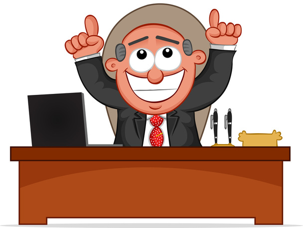 Business Cartoon - Boss Man Happy and Thanking God - Vector, Image