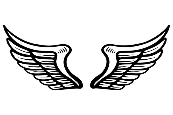 Ручной рисунок крыльев орла изолирован на белом фоне. Элемент дизайна плаката, открытки, баннера, вывески, эмблемы, футболки. Векторная иллюстрация
 - Вектор,изображение