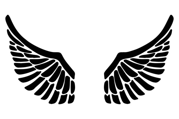 Hand drawn eagle wings illustration isolated on white background. Design element for poster, card, banner, sign, emblem, t shirt. Vector illustration - Vektör, Görsel