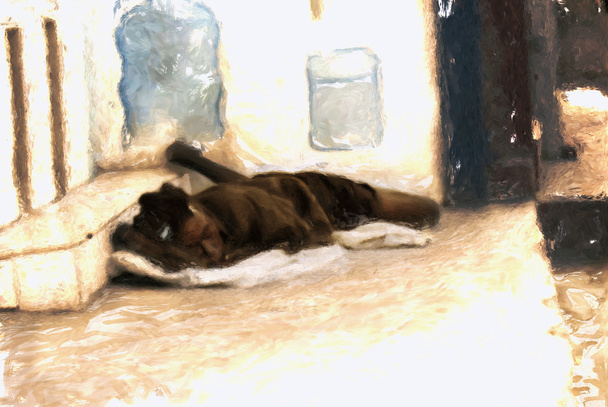 geschilderde dakloze zwarte meisje slaapt op de stoep - Foto, afbeelding