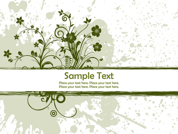 Grunge background with floral design - Vector, afbeelding