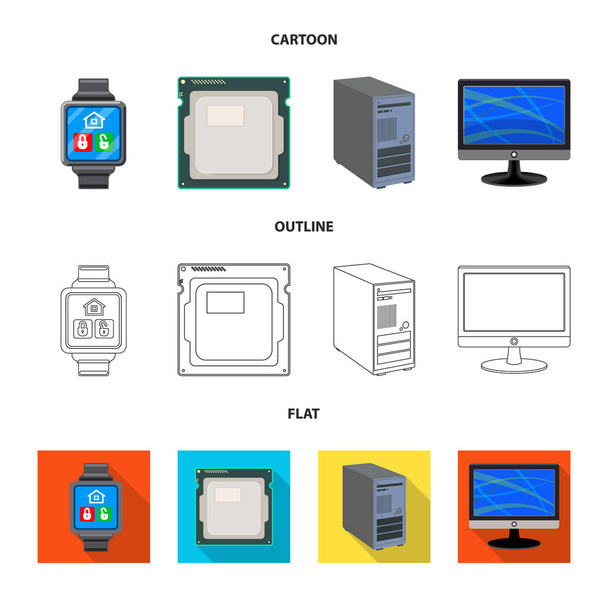 Διάνυσμα σχεδίαση του φορητού υπολογιστή και της συσκευής logo. Συλλογή του φορητού υπολογιστή και διακομιστή εικονίδιο του φορέα για το απόθεμα. - Διάνυσμα, εικόνα
