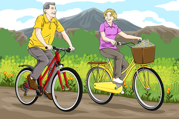 Anziani in bicicletta
 - Vettoriali, immagini