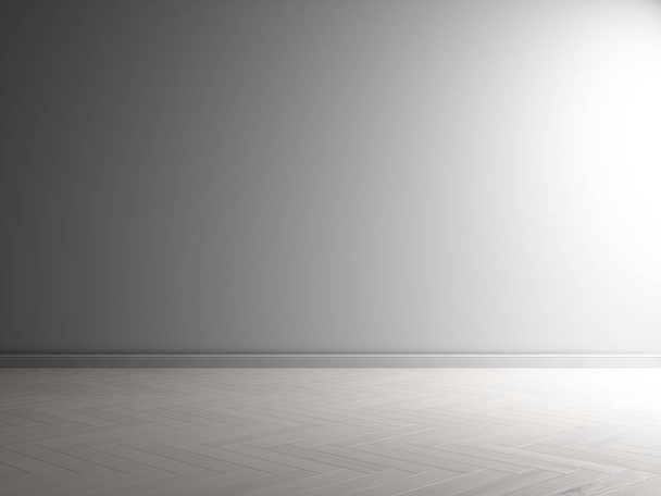 3d render of grey interior with parquet - Foto, Bild
