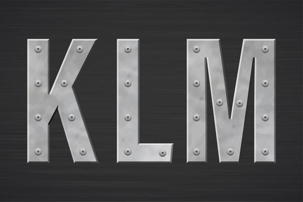 Metal letters with rivet. Vector illustration. - Vector, Image