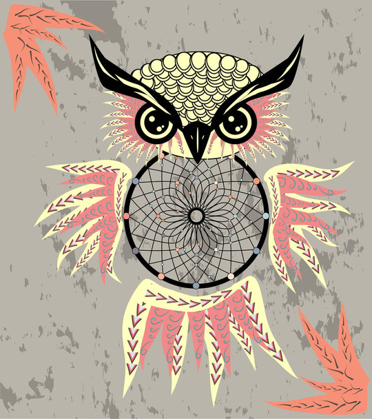 Dreamcatcher with owl. American Indians symbol. - Vector, Image