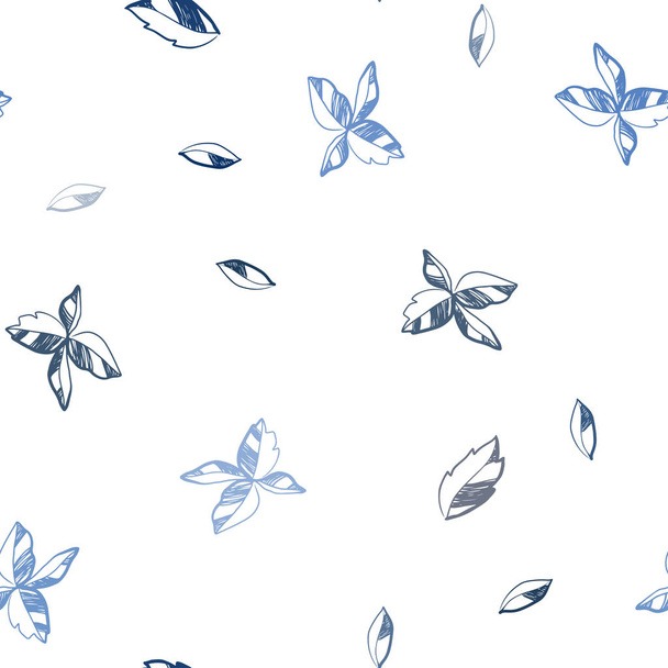 Donker blauwe vector naadloze doodle achtergrond met bladeren. Kleurrijke afbeelding in doodle stijl met bladeren. Patroon voor trendy stof, behang. - Vector, afbeelding