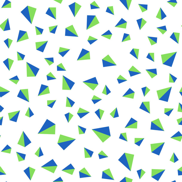 水色、緑の線、三角形とベクトル等尺性、シームレス背景。三角形の抽象的なグラデーションのイラスト。ファブリック、壁紙のデザインのパターン. - ベクター画像