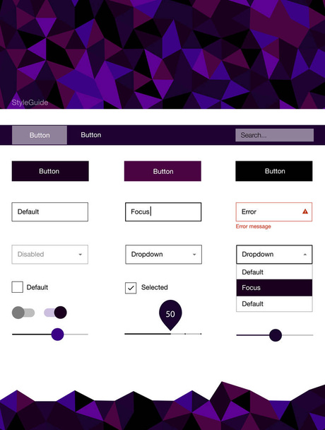 Dark Purple векторный дизайн ui kit с Фабрегасом. Декоративный дизайн комплекта ui в стиле fashion с цветными кристаллами. Этот пример для вашего веб-сайта
. - Вектор,изображение