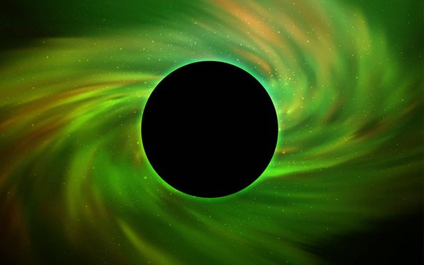 Vetor verde claro cobrir com um buraco negro, nebulosa. Ilustração com estrelas coloridas de forma leitosa e um buraco negro. Padrão para cartazes, banners de vendas
. - Vetor, Imagem