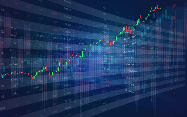 Mercado de ações ou negociação forex candlestick gráfico em design gráfico para o conceito de investimento financeiro - Vetor, Imagem