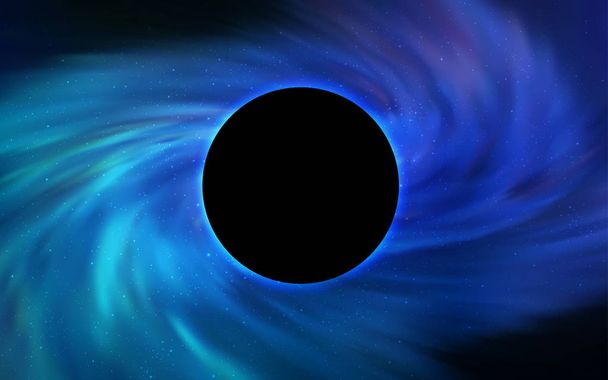 ブラック ホールを持つ青いベクトル テクスチャーの光銀河。カラフルな天の川の星とブラック ホールの図。ブラックフラ イデーのスーパー販売の背景. - ベクター画像