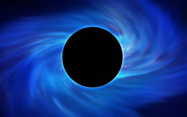 Light BLUE vector texture with a black hole, galaxy. Colorful black hole with shining night sky stars. Black Friday design for ads, commercials. - Vector, Image