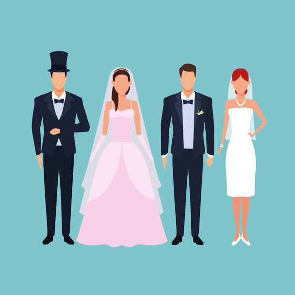 結婚式カップル スーツ - ベクター画像