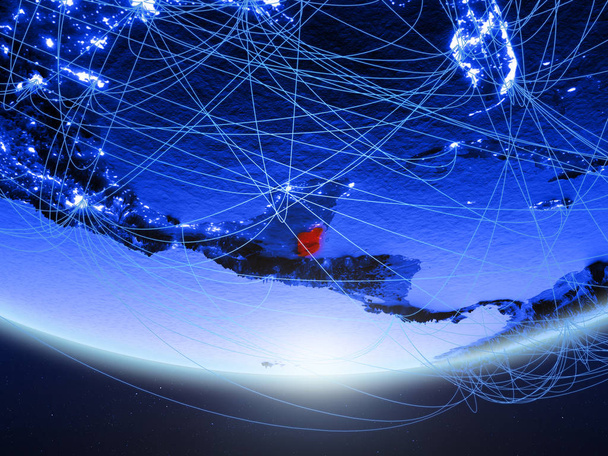 Belize-i zöld modell a bolygó Föld hálózati képviselő kék digitális korban, az utazás és a kommunikáció. 3D-s illusztráció. Ez a kép a Nasa berendezett elemei. - Fotó, kép