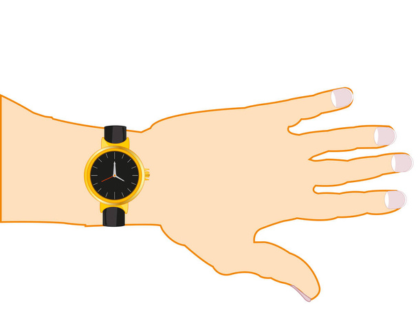 Watch with band on hand of the person - Vektor, kép