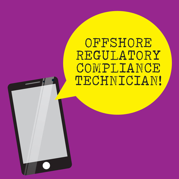 Käsiala tekstiä kirjallisesti Offshore Regulatory Compliance Technician. Käsitteen merkitys öljy- ja kaasuteollisuuden suunnittelu Älypuhelin Mobile Glass Screen Heijastava ja pyöreä tyhjä puhe Bubble
. - Valokuva, kuva
