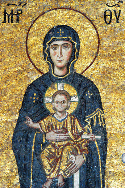 Mosaïque de la Vierge Marie et de Hus Christ
 - Photo, image