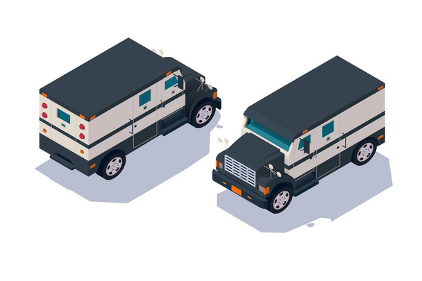 Set collection, collector american car for transportation, delivery cash, money. - Vector, imagen