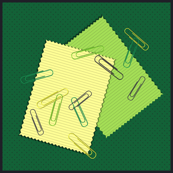 Papers with colored paper clips - Vector, Image