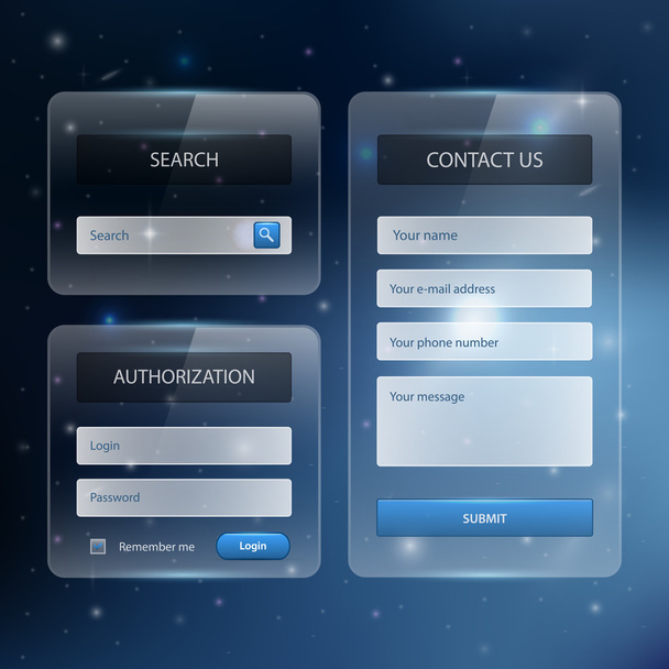 Web site design template navigation elements with icons set: Navigation menu bars - Vector, Image