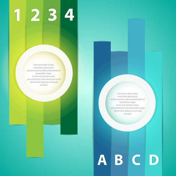 Colorful presentations with letters and numbers - Vector, Image