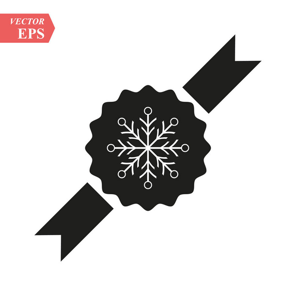 Snowflake outline on award icon. linear style sign for mobile concept and web design. Snow winter holiday simple line vector icon. Symbol, logo illustration. Vector graphics eps10 - ベクター画像