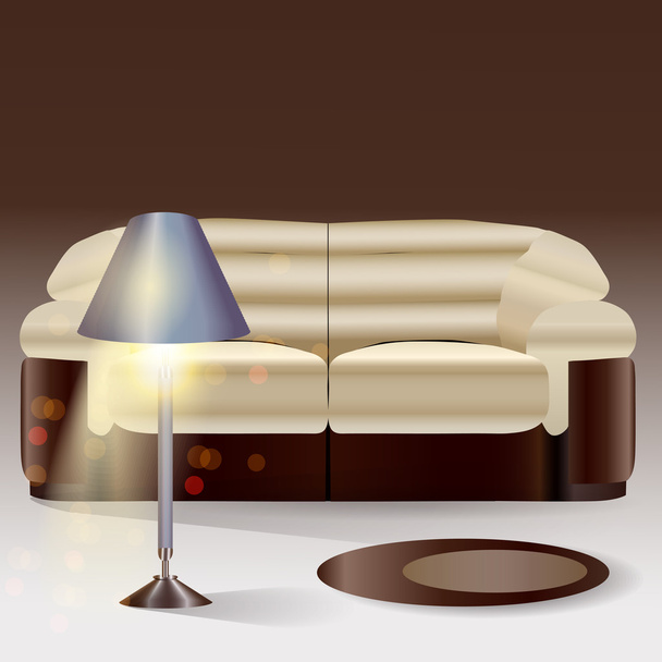 Vector sofa with lamp - Vector, Image