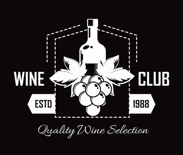 Premium wine club isolated monochrome emblem vector  - Vettoriali, immagini