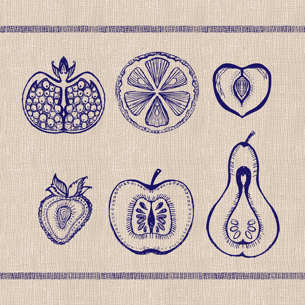 Cute fruits seamless vector background - Vektor, kép