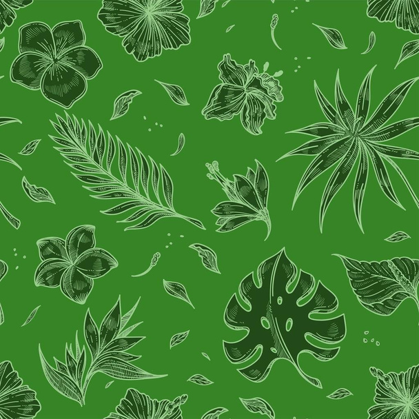 Tropical palm leaf seamless pattern background.  - Wektor, obraz