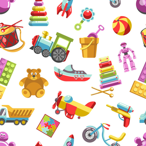 Kid toys vector icons seamless pattern.  - Vector, Image