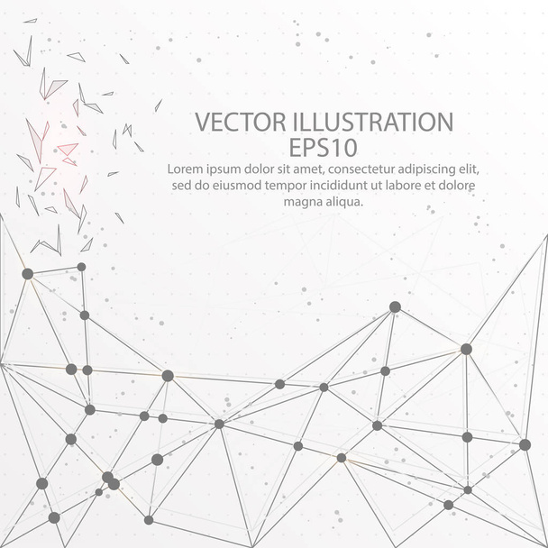 Abstract form mesh line and composition digitally drawn in the form of broken a part triangle shape and scattered dots low poly wire frame. - Vektori, kuva