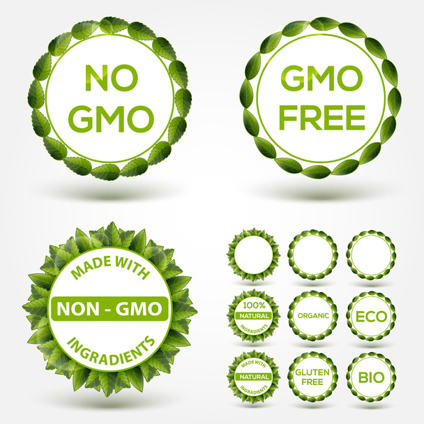 Pas d'autocollants pour étiquettes alimentaires OGM. Vecteur
 - Vecteur, image