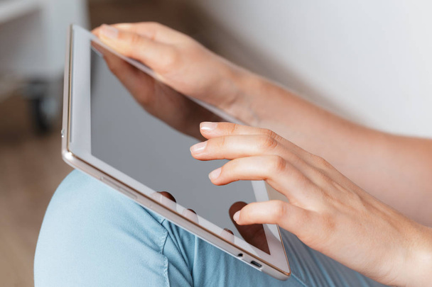 woman holding digital tablet, closeup - Photo, Image