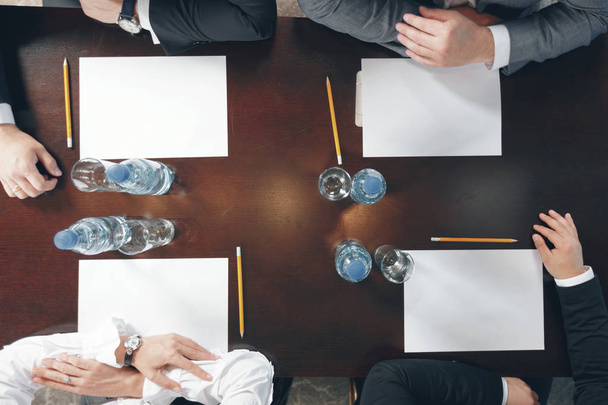 Group of busy business people working in office, top view - Photo, Image