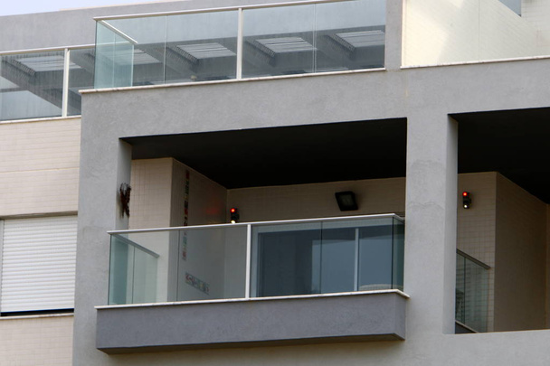 The balcony in architecture is a platform with a railing, reinforced on beams protruding from the wall.  - Photo, Image